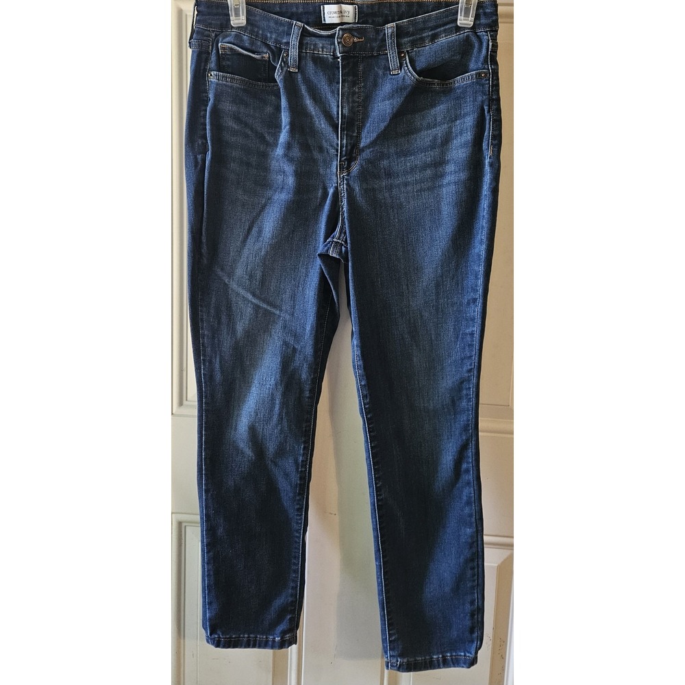 Crown & Ivy High Rise Skinny Jeans Womens 14 Dark Wash Stretch Denim Ankle